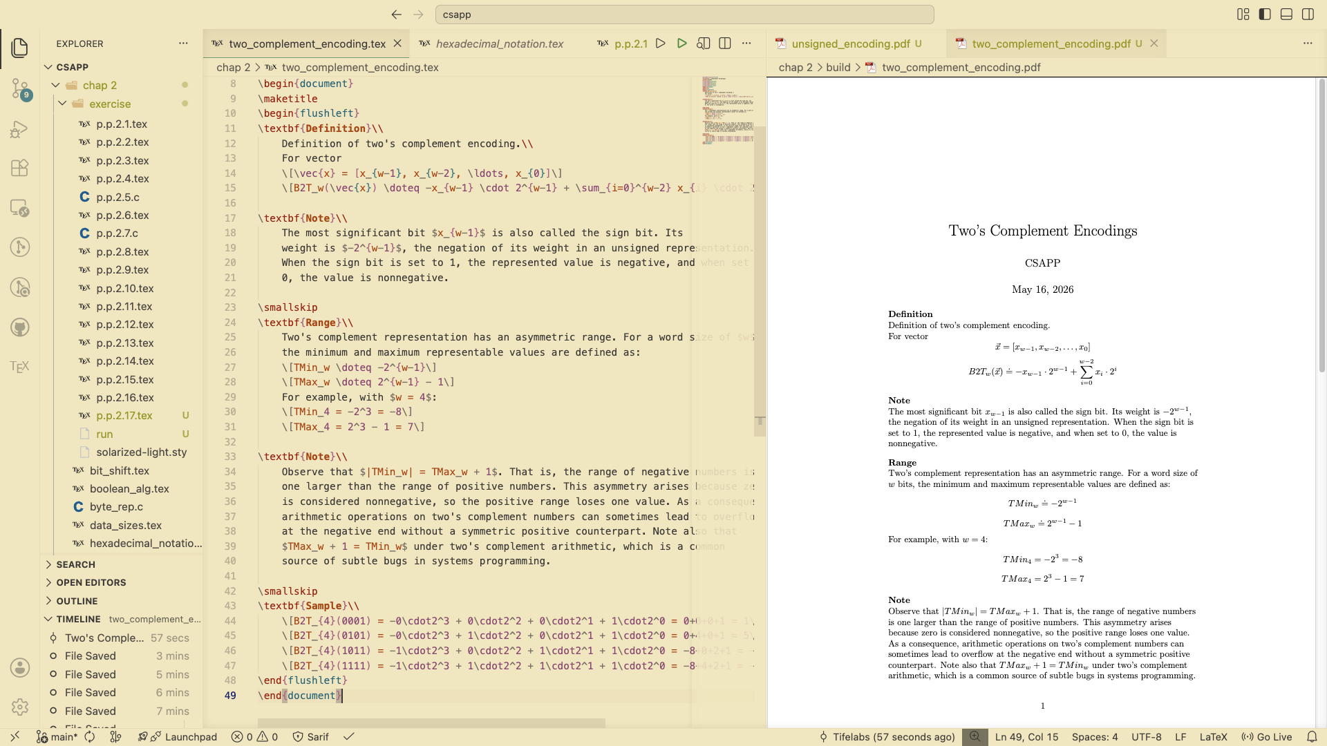 A LaTeX document showing math notation rendered in a PDF